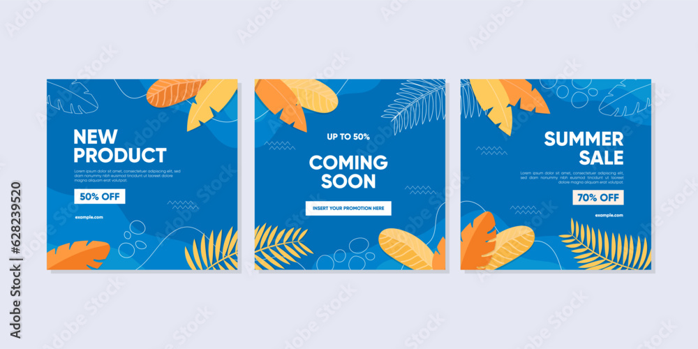 Naklejka premium Sale square banner template for social media posts, mobile apps, banners design, web, and internet ads. Trendy abstract square template with colorful concept.