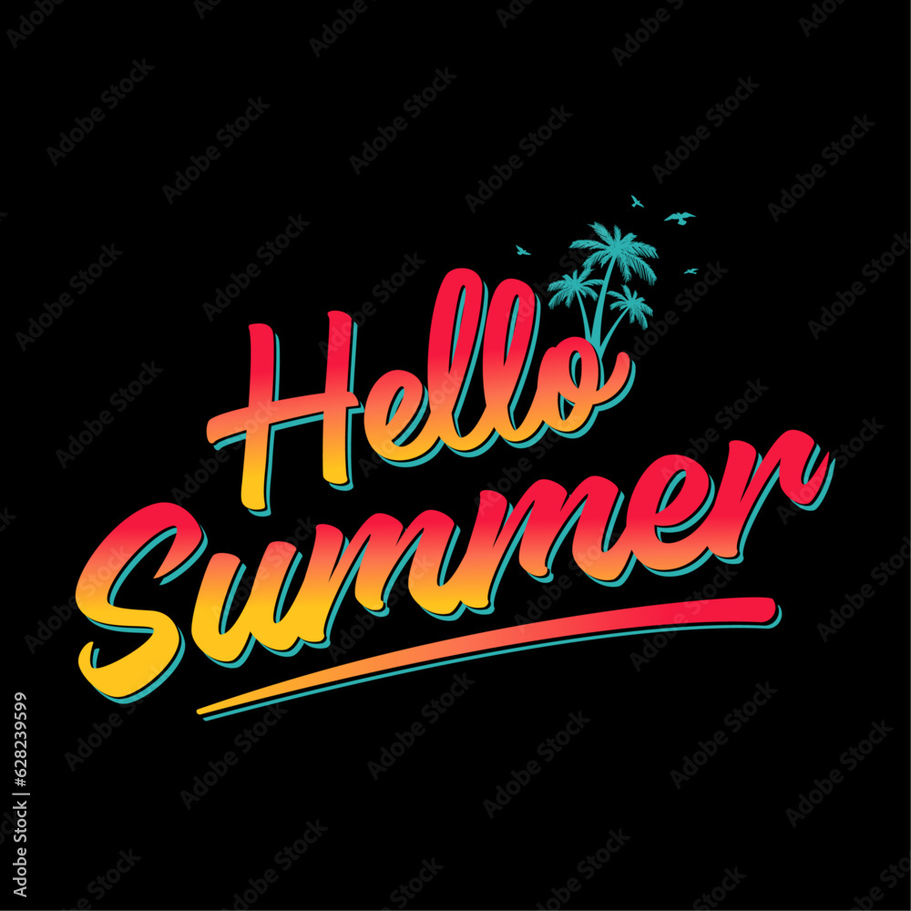 Hello Summer Design Summer Beach Summer T Shirt Design