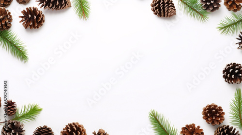 Stunning Close-Up of Pine Cones and Branches on White Background, Captured with Generative AI