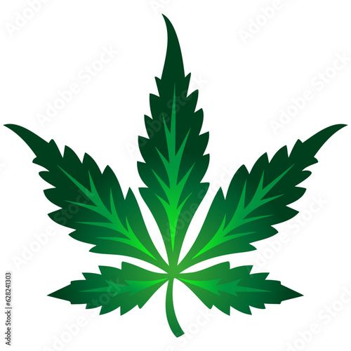 Green cannabis leaf vector illustration, hemp leaf logo