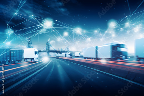 logistics and transportation integrated warehousing and transportation operation service network distribution of container cargo smart logistics and future of transport on global networking
