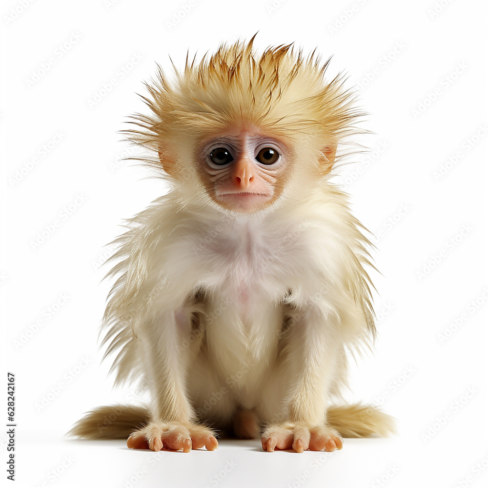 close up of a faced monkey on white background generative in ai close up of a faced monkey on white background generative in ai