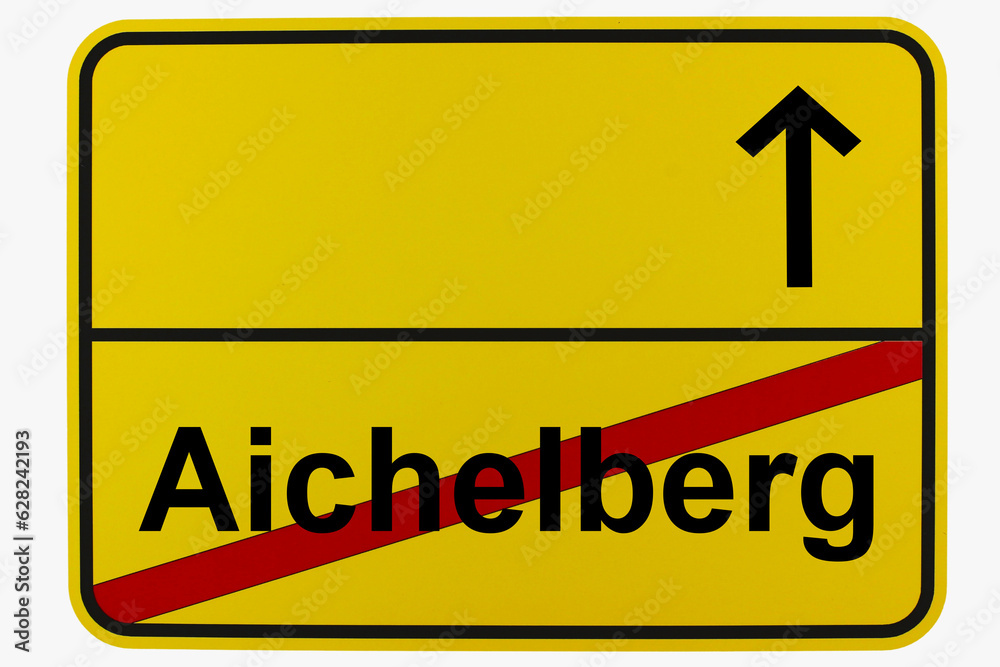 Illustration eines Ortsausgangsschildes von Aichelberg in Baden-Württemberg Illustration eines Ortsausgangsschildes von Aichelberg in Baden-Württemberg