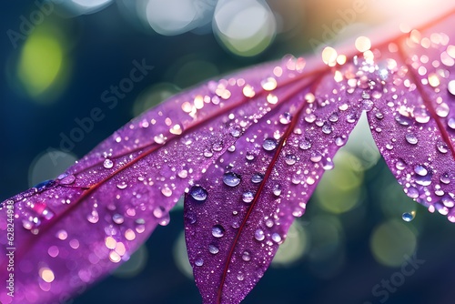 The beauty of nature revealed through glistening drops of water on a leaf