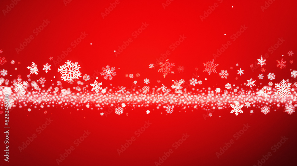 Vibrant Red Winter Wonderland with Snowflakes and Stars - Generative AI