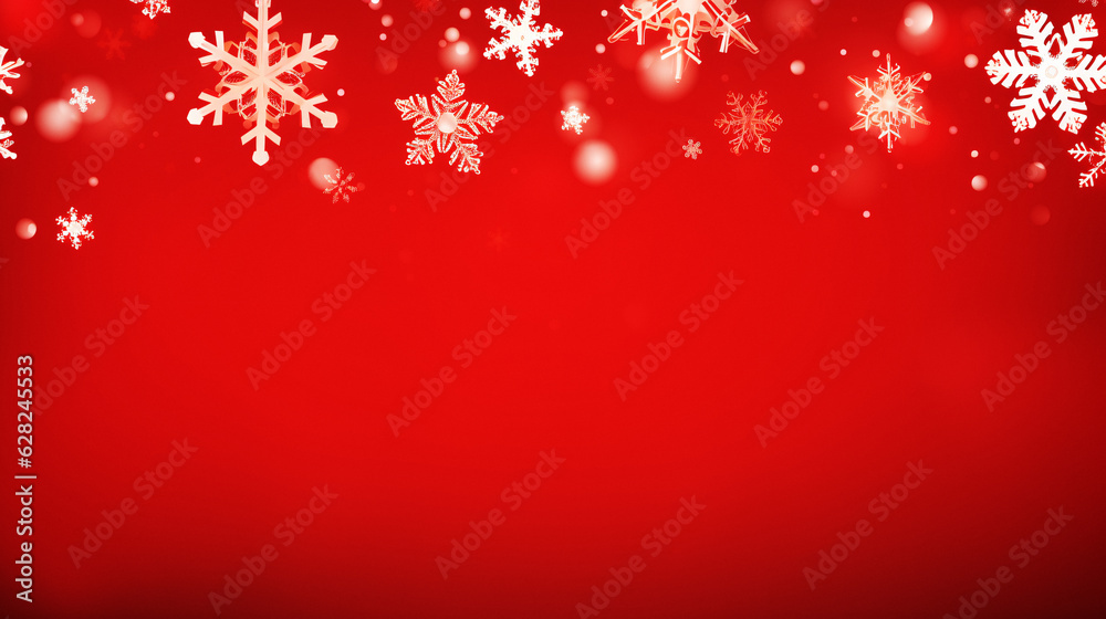 Vibrant Red Winter Wonderland with Snowflakes and Stars - Generative AI Vibrant Red Winter Wonderland with Snowflakes and Stars - Generative AI