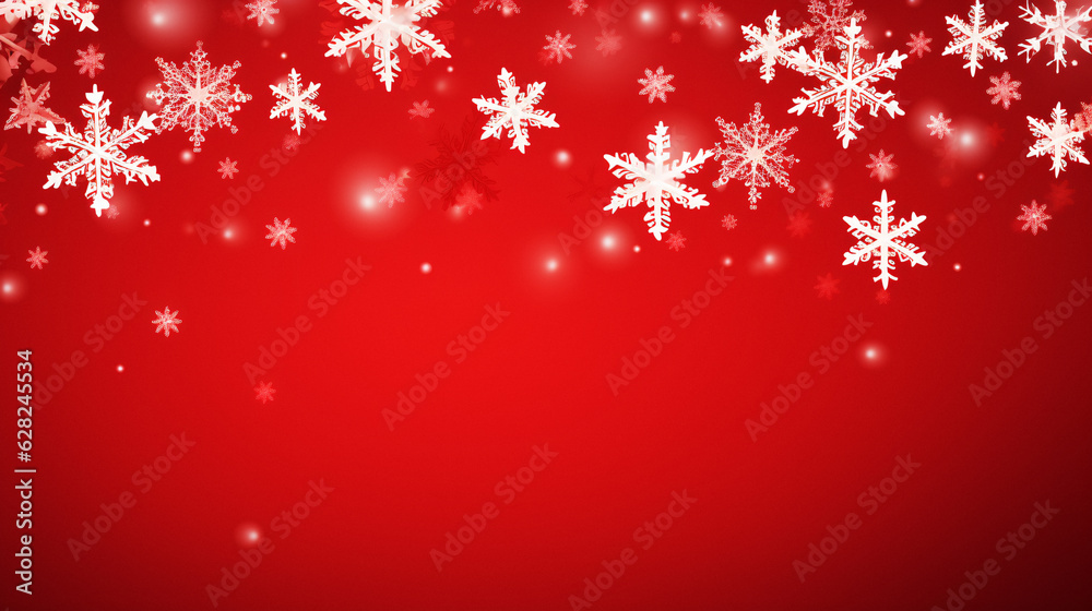 Mesmerizing Snowflakes Cascading on Vibrant Red Background - Generative AI Mesmerizing Snowflakes Cascading on Vibrant Red Background - Generative AI