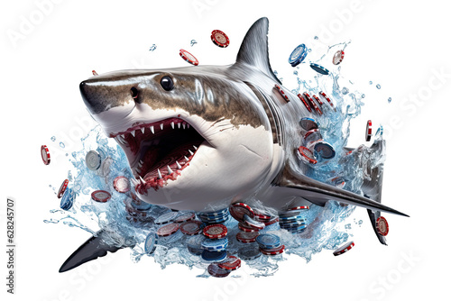 Foto A poker shark isolated on transparent background - Generative AI