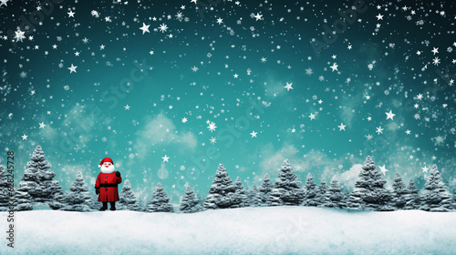 Enchanting Winter Wonderland with Santa Claus in the Heart of a Snowy Field, Generative AI