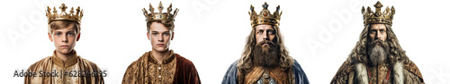 Fotografia Set of kings isolated on transparent background - Fictional Person, Generative A