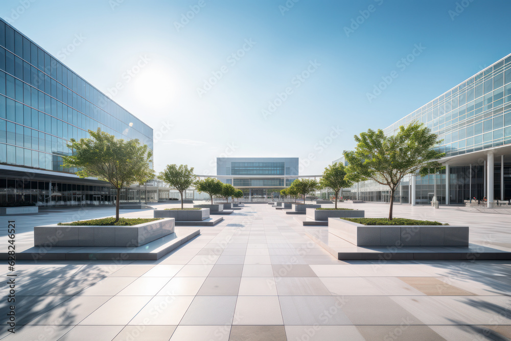 empty floor or road with modern buliding