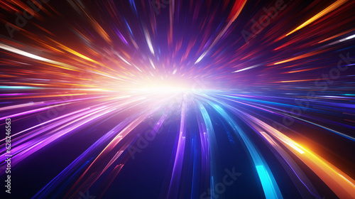 Vibrant and Mesmerizing Close-Up of Colorful Light Streaks in a Dark Background, Generative AI