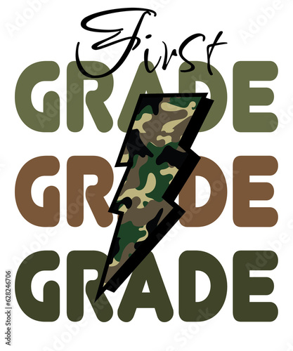 camo first grade kindergarten, second grade, third grade, fourth grade, fifth grade, pre school, pre-k svg png, Camo Lightning School Grade Bundle, File for Sublimation Or Print, School Bundle, Teachi
