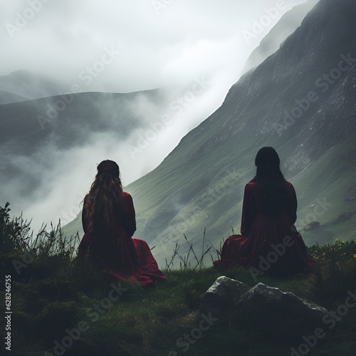 Women looking out over a mountain 