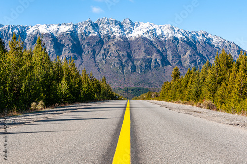 Andean landscape seen from Route 40 on the way from San Carlos de Bariloche to El Bolsón on a sunny autumn morning.