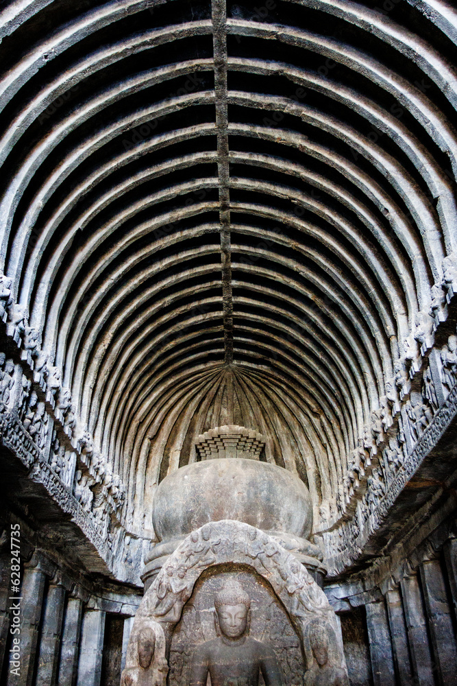 Interior of Cave 10 - Vishvakarma cave - Ellora Caves, Maharashtra, India, Asia