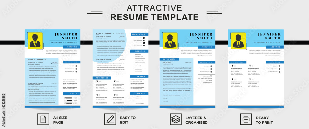 resume and cover letter design template 2024
