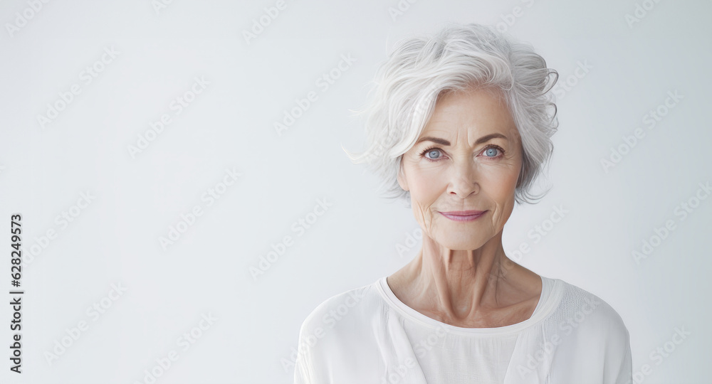 Beautiful Elder woman on white background