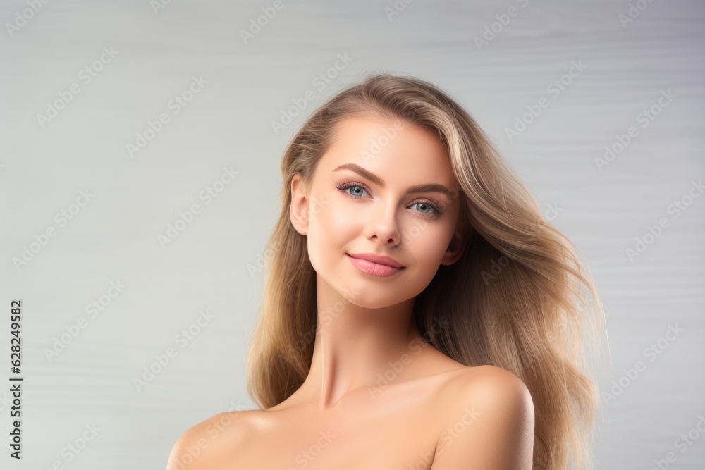 Naklejka premium Beautiful blonde woman with soft and healthy skin