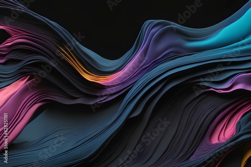 fluid colors wave on dark grainy background, noise texture abstract