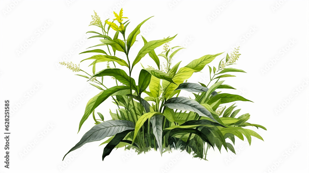 A painting of plant isolated on white background. Generative AI. A painting of plant isolated on white background. Generative AI.