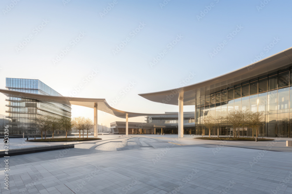 empty parking lot with modern building