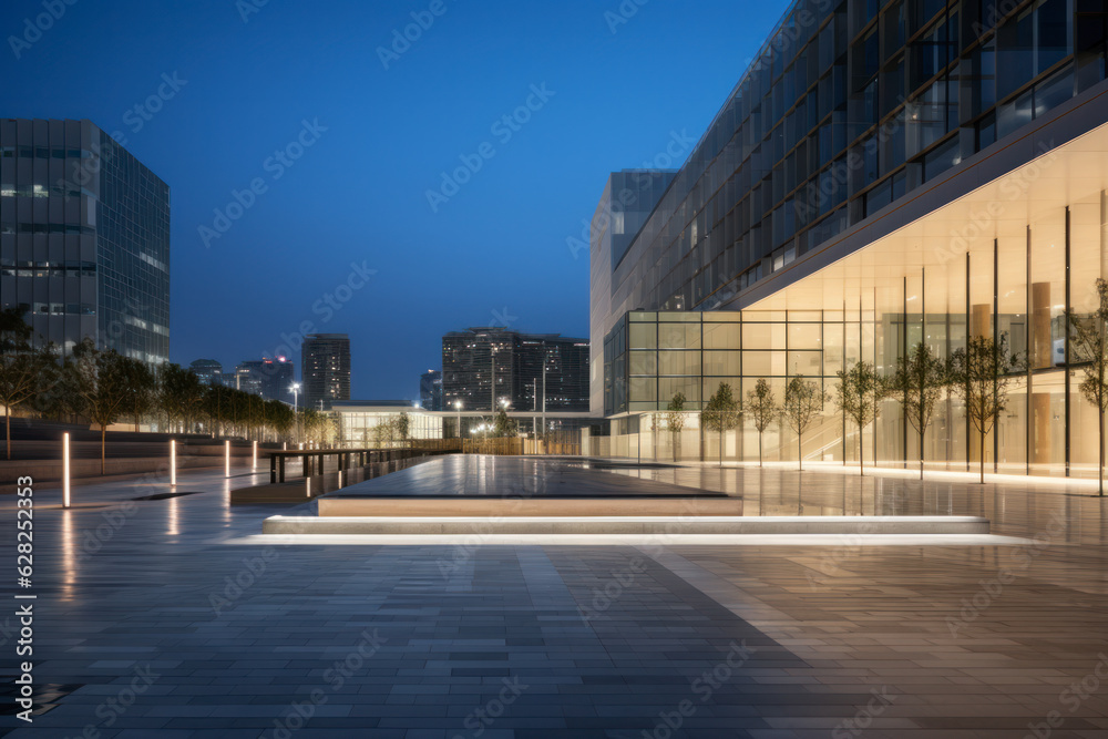 modern building with empty floor at night