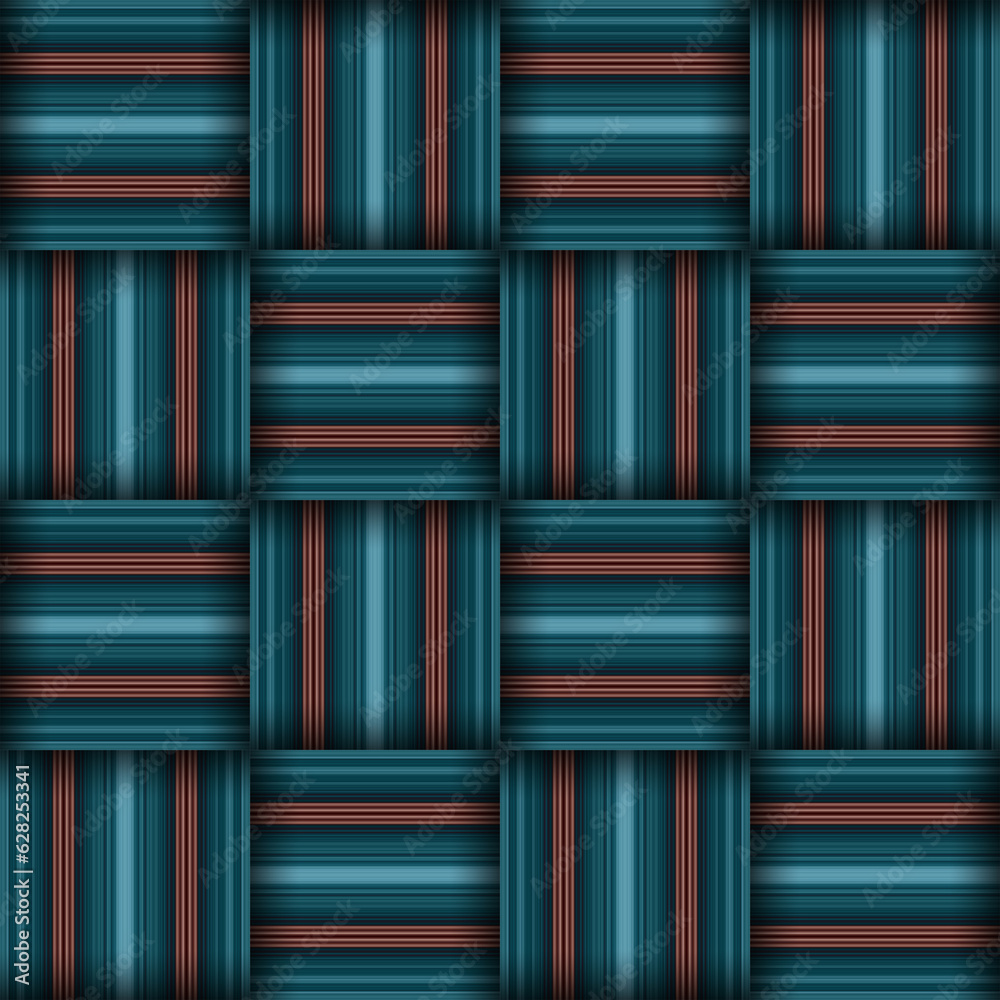 Abstract seamless woven pattern texture. Square seamless pattern. Blue Stripes. Blue indigo Lines and squares.