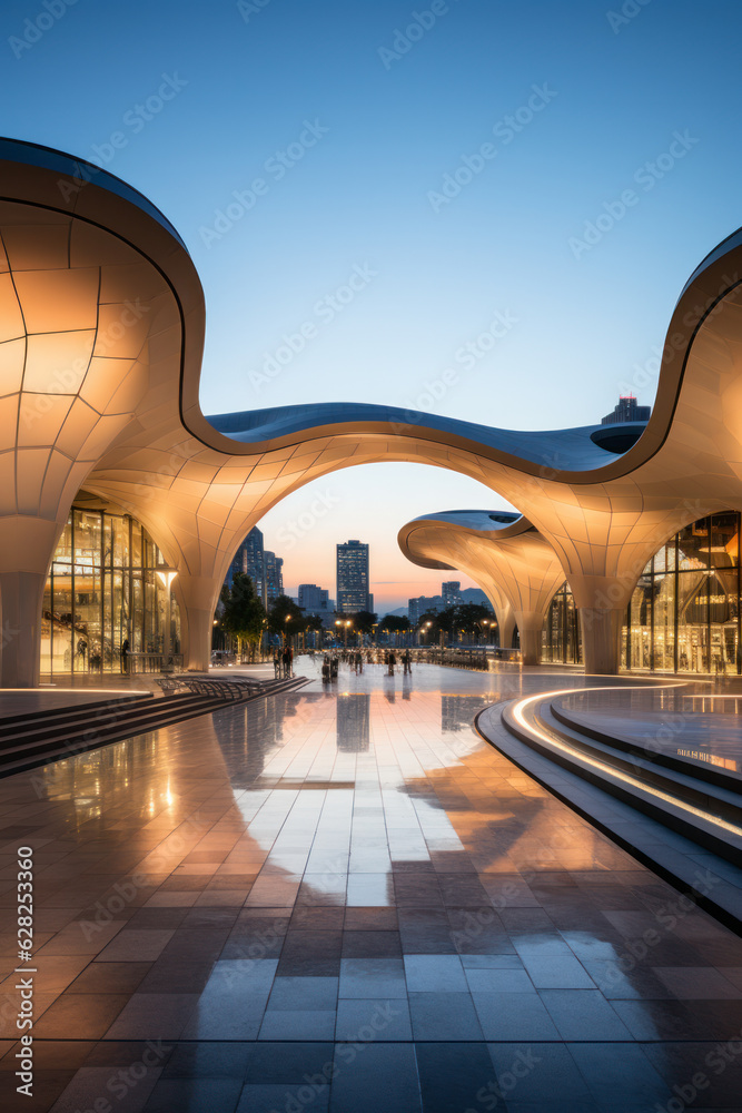 modern building with empty floor at night