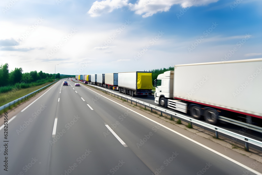 cargo trucks at free motorway