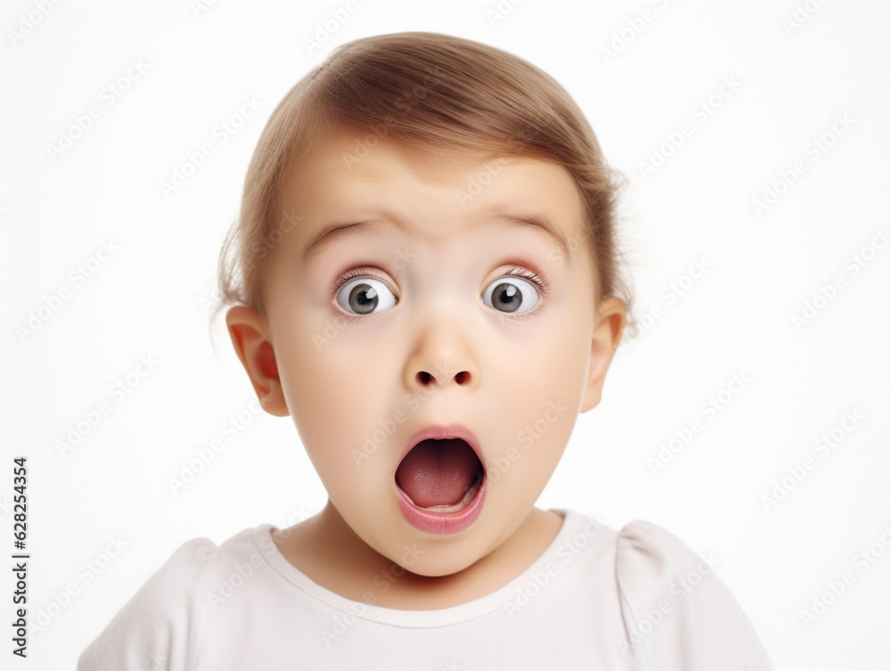 Portrait of a pretty child making amazed shoked expression on her face Portrait of a pretty child making amazed shoked expression on her face