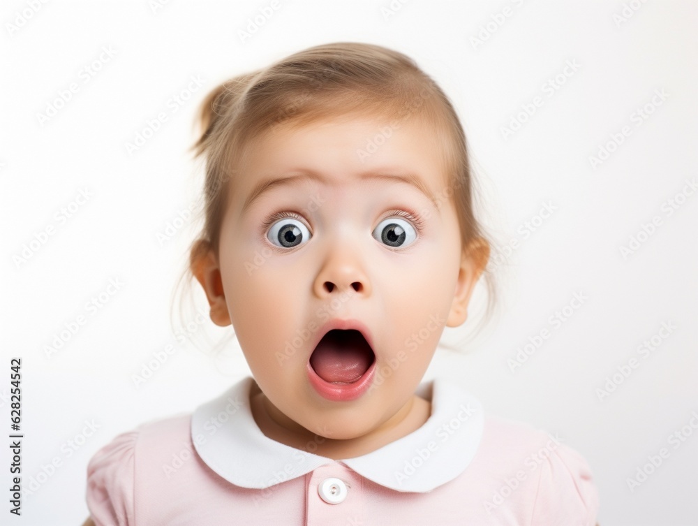 Portrait of a pretty child making amazed shoked expression on her face Portrait of a pretty child making amazed shoked expression on her face