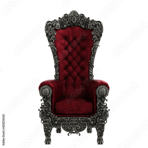 3d rendering throne red chair fantasy isolated
