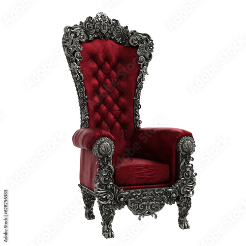 3d rendering throne red chair fantasy isolated