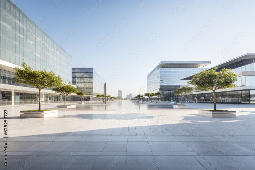 Obraz premium empty parking lot with modern building