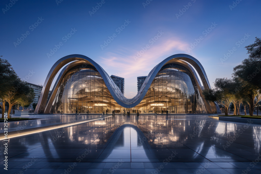 Obraz premium modern building with empty floor at dawn