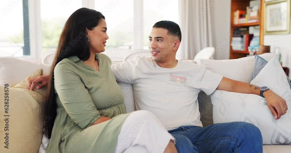 Home, talking and couple on couch, love and relax with happiness, discussion and quality time. Romance, man or happy woman on a sofa, conversation and marriage with relationship, support and speaking Home, talking and couple on couch, love and relax with happiness, discussion and quality time. Romance, man or happy woman on a sofa, conversation and marriage with relationship, support and speaking
