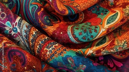 Vibrant and bohemian paisley designs, combining bold colors and intricate details for a visually rich and expressive look