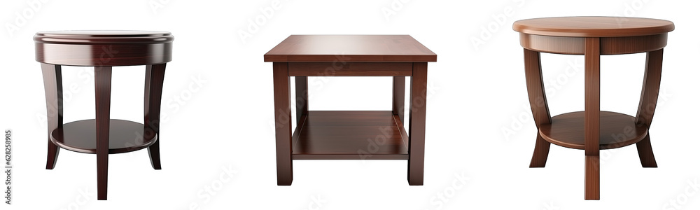 Collection of wooden tables on transparent background, generative ai Collection of wooden tables on transparent background, generative ai