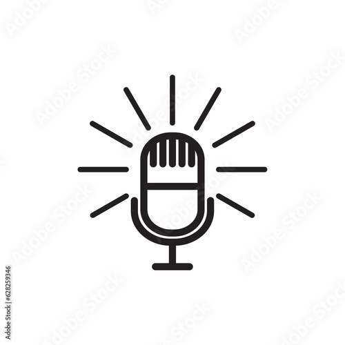 Simple icon of Microphone podcast illustration. Studio desktop microphone. Webcast audio recording concept logo. vector illustration in line style isolated in white background.
