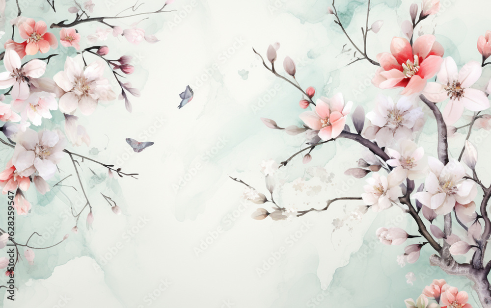 A wallpaper with a floral pattern that says. spring A wallpaper with a floral pattern that says. spring