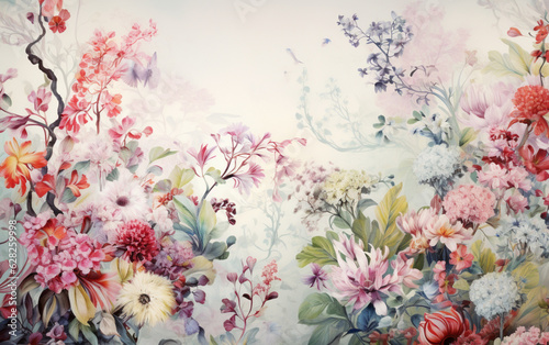 Wallpaper Mural A wallpaper with a floral pattern that says. spring Torontodigital.ca
