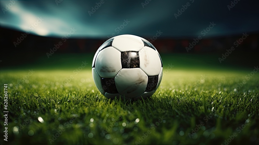 Naklejka premium Football socer ball on field