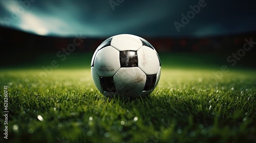 Football socer ball on field