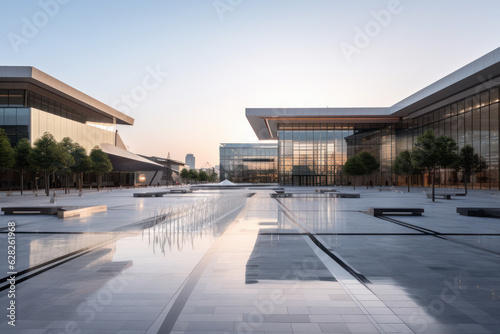 modern building with empty floor at dawn