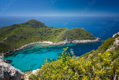 Fototapeta Naklejka Na Ścianę i Meble -  Krajobraz morski, wakacje i wypoczynek, morze i plaża Porto Timoni, wyspa Korfu, Grecja
