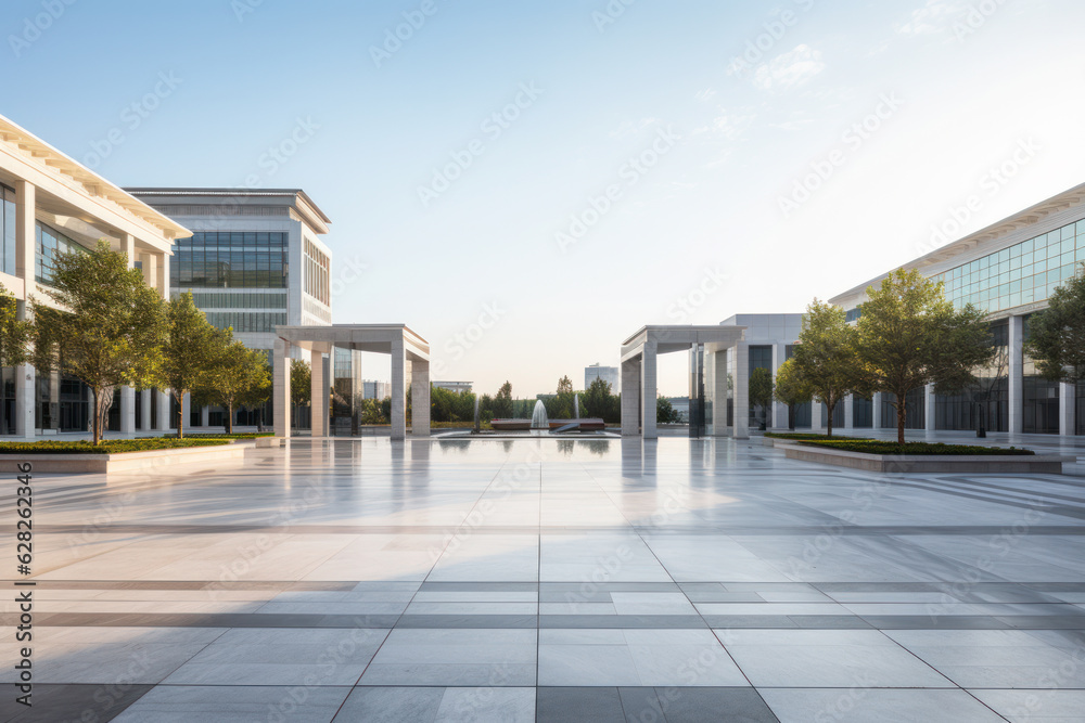 empty parking lot with modern building