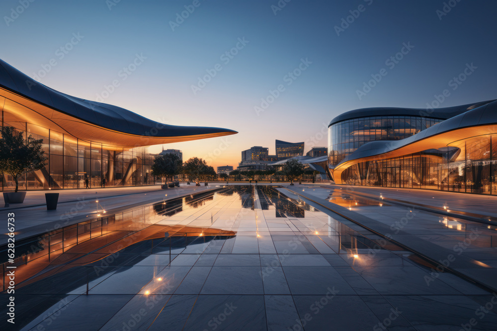 Fototapeta premium modern building with empty floor at dawn
