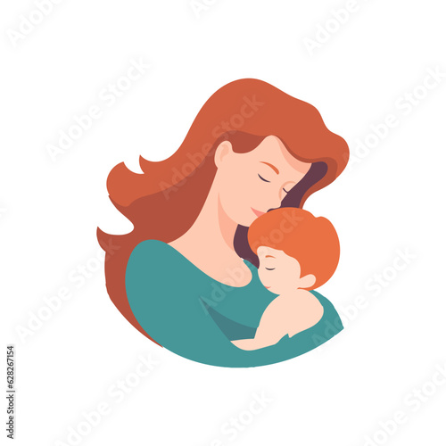 mother and child vector logo