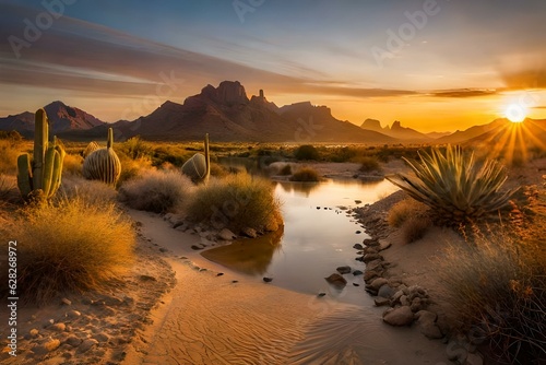 Sunset in the Sonoran Desert near Phoenix, Arizona. Ai Generated. © Rao Saad Ishfaq